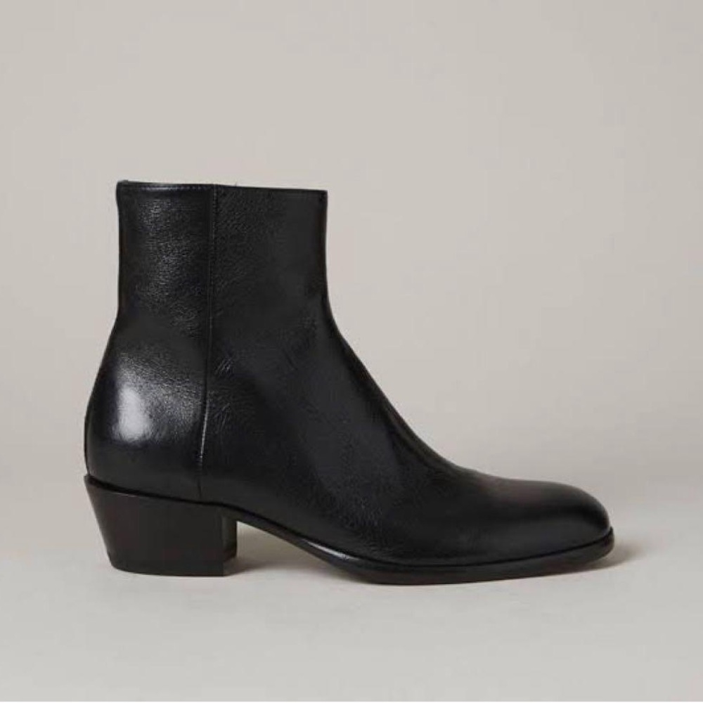 Maison Martin Margiela Black Leather Tuxedo Boot with Cuban Heel